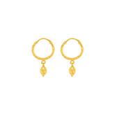 22K Gold Classic Textured Hoop Earrings